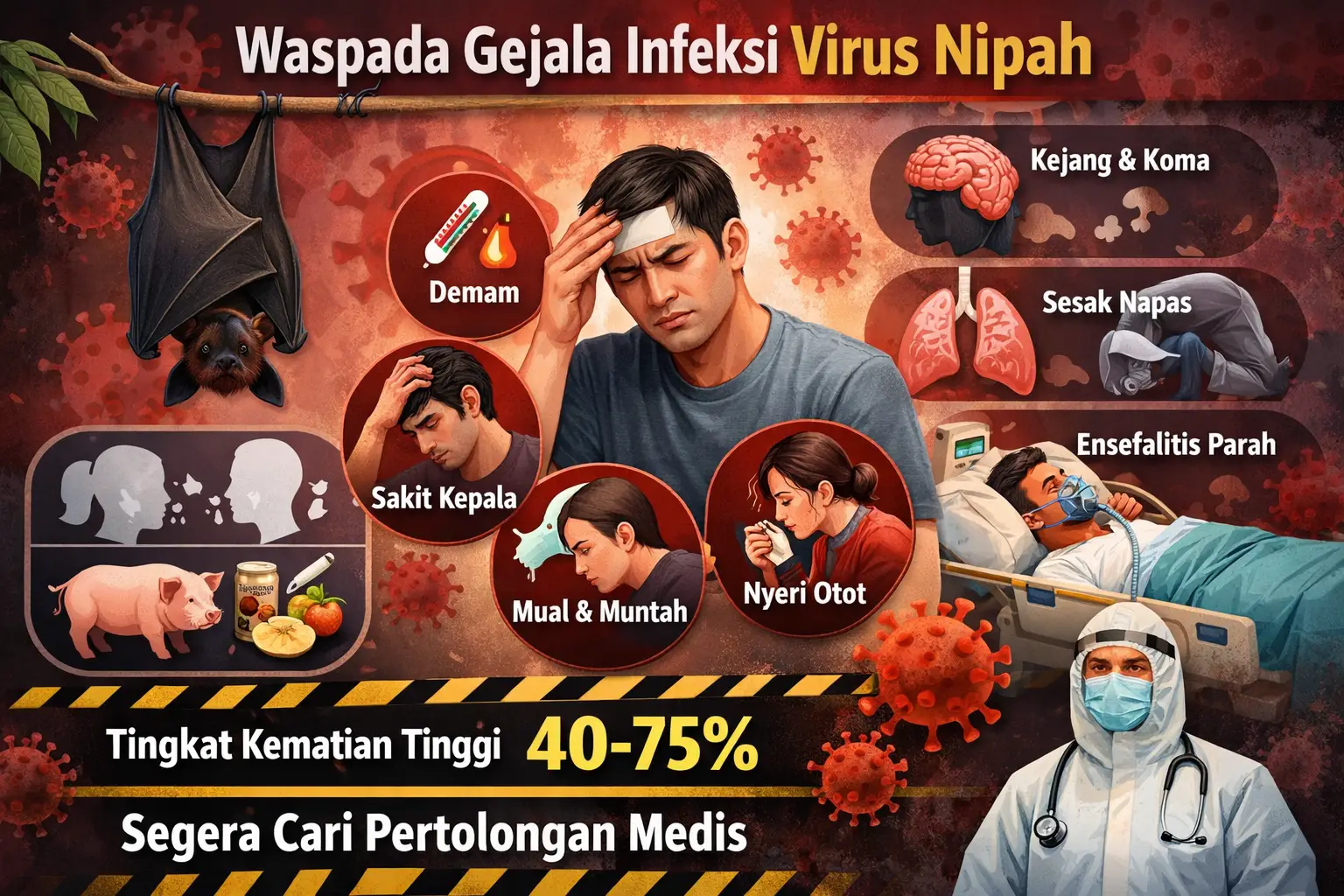 Read more about the article Apa Saja Gejala Infeksi Virus Nipah? Jangan Abaikan Tanda Awal yang Tampak Sepele