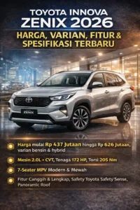 Read more about the article Toyota Innova Zenix 2026: Harga, Varian, Fitur dan Spesifikasi Terbaru